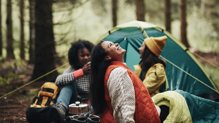 Women camping outdoors Women camping outdoors